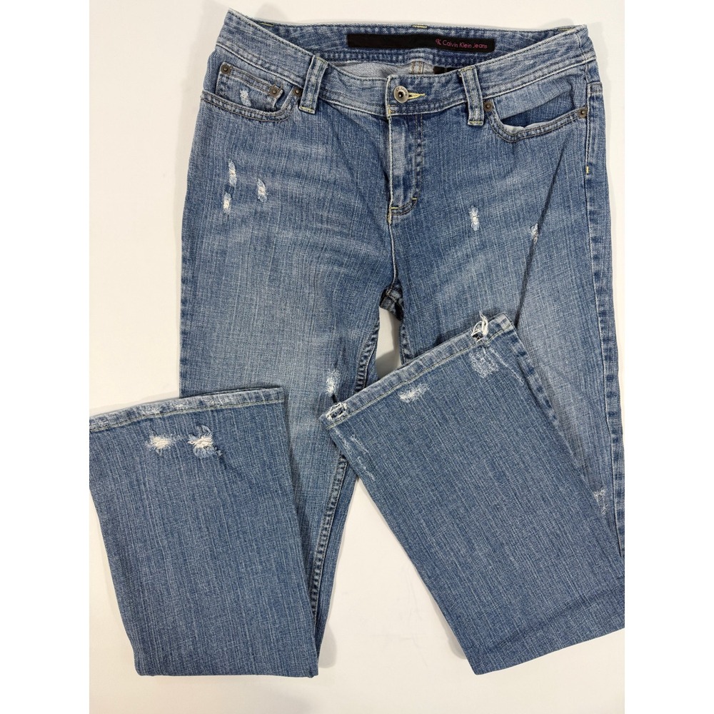 Calvin Klein Jeans Women's Juniors Size 7 Distressed Bootcut Flare Jeans